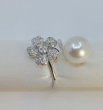 Ring - 18 karaat Witgoud, 10,8 mm ronde Australische South