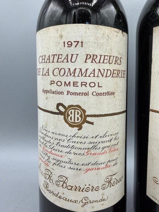 1971 Château Prieurs de la Commanderie - Pomerol - 2 Flessen, Verzamelen, Wijnen