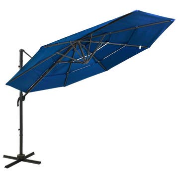 vidaXL Parasol 4-laags met aluminium paal 3x3 m azuurblauw, Verzenden