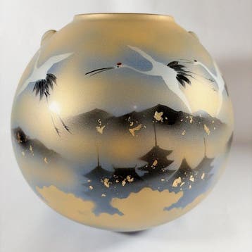 Vaas - Keramiek, Goud- en zilveren decoratie - Japan -