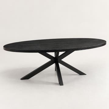 Eettafel Torino – Ovaal Massief Mangohout Zwart – 200 cm, Huis en Inrichting, Verzenden, Eikenhout, Nieuw, 50 tot 100 cm