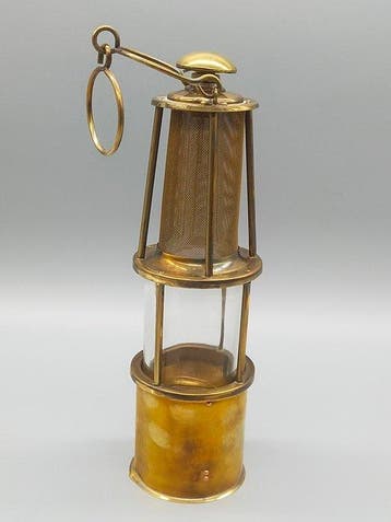 Lampe à huile - Lanterne à huile en laiton, rustique, avec
