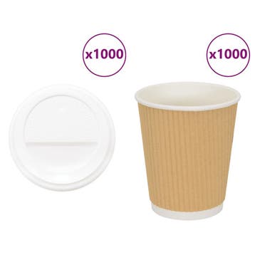 vidaXL Papieren koffiekopjes met deksel 1000 st 8oz 200 ml, Verzenden
