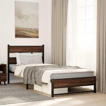 vidaXL Bedframe zonder matras metaal bruin eikenkleurig, Verzenden