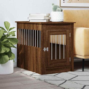 vidaXL Hondenbench 55 x 80 x 68 cm bewerkt hout bruin, Verzenden, Nieuw