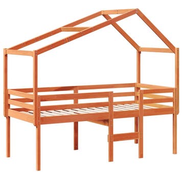 vidaXL Hoogslaper met dak massief grenenhout wasbruin 90x190, Verzenden, Nieuw