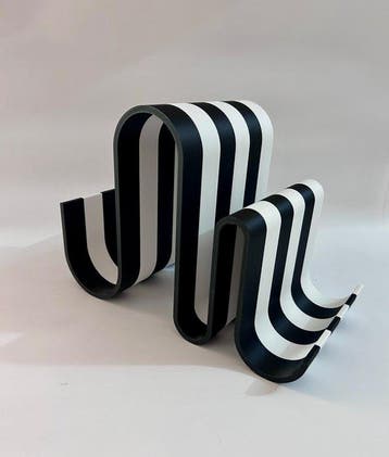 TiWo Design - Porte-revues - Black & White Space Age Wave, Antiek en Kunst