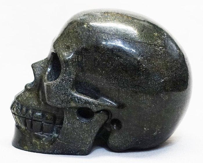 Met de hand gesneden menselijk schedel in kristal de Jasper, Verzamelen, Mineralen en Fossielen