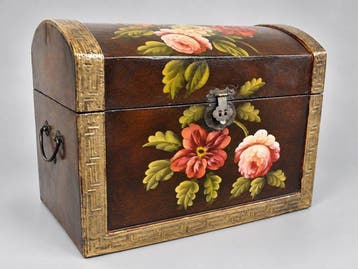 Caisse - Bois - valise à motif floral