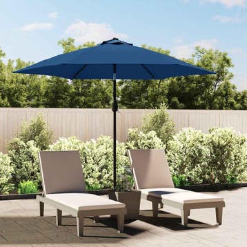 vidaXL Parasol met LED-verlichting en stalen paal 300 cm, Tuin en Terras, Verzenden, Nieuw