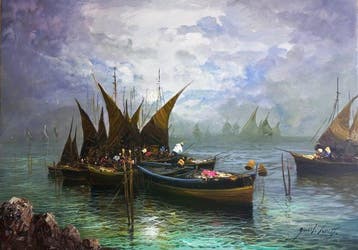 Guido Vuotto (1964) - Pescatori nel mare di Napoli