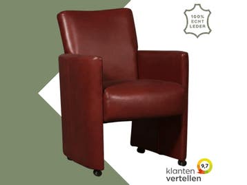 Leren eetkamerstoel Elegant - Granada Rouge (rood) - Met, Huis en Inrichting, Stoelen, Eigentijds, Modern, Nieuw, Leer, Ophalen of Verzenden