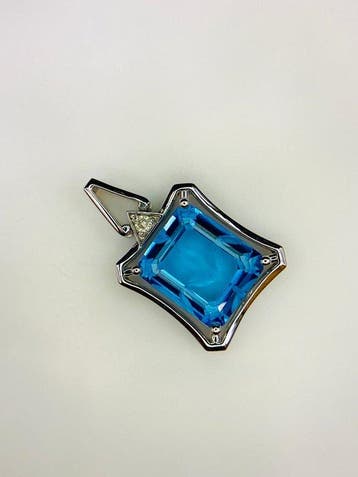 Hanger - 14 karaat Witgoud - 6.13ct. tw. Topaas - Diamant