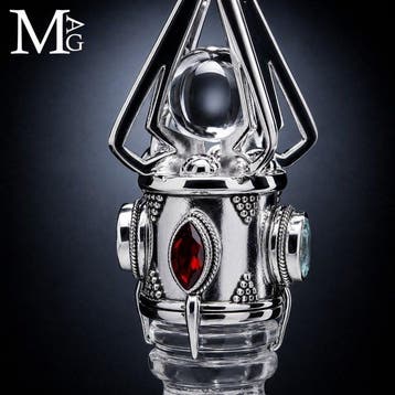 Divinatiependel – helder kwarts, zilver, granaat, amethist,