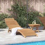 vidaXL Ligstoel 2 pcs Bruin 198 x 55 x 58,5 cm Massief, Tuin en Terras, Ligbedden, Verzenden, Nieuw