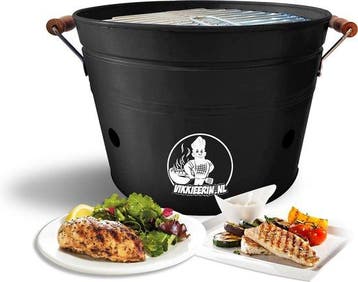 Draagbare Emmer Houtskool BBQ - Ø38 cm - zwart - Compacte.., Tuin en Terras, Verzenden, Nieuw