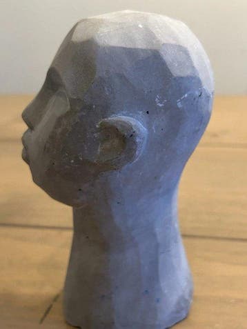 Vintage Abstract Stone Bust – Hand-Carved Human Head – 19th, Antiek en Kunst