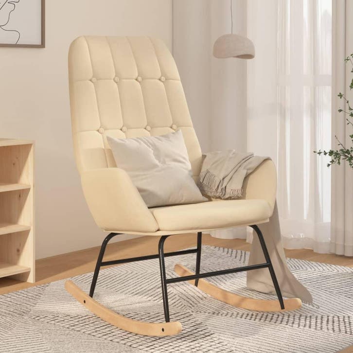 vidaXL Schommelstoel stof crèmekleurig, Huis en Inrichting, Stoelen, Nieuw, Verzenden