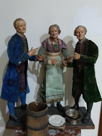 sculptuur, Gruppo del presepe napoletano - 60 cm - Hout,