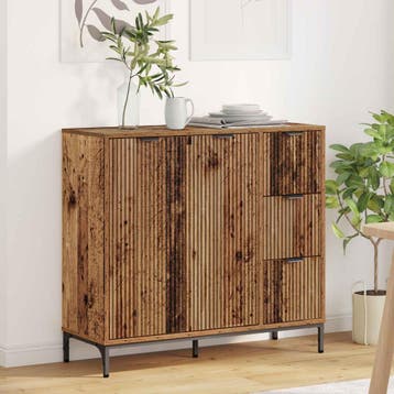 vidaXL Dressoir Oudhout 89,5 x 33 x 82 cm Bewerkt hout, Verzenden
