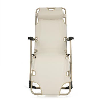 Ligstoel 2-in-1 Beige | 53% Korting Retour Deal, Tuin en Terras, Ligbedden, Verzenden, Gebruikt, Metaal, Verstelbaar