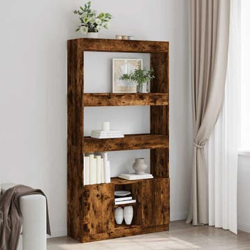 vidaXL Hoge kast 92x33x180 cm bewerkt hout gerookt, Verzenden, Nieuw