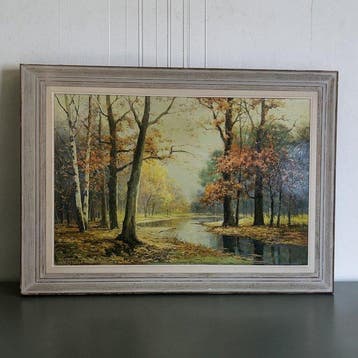 Robert Wood - Paysage forestier automnal, Antiek en Kunst