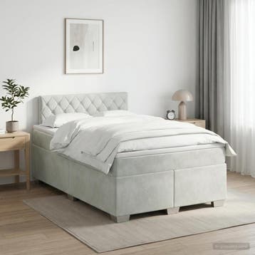 vidaXL Boxspringbed met matras Lichtgrijs 120 x 190 cm, Maison & Meubles, Verzenden