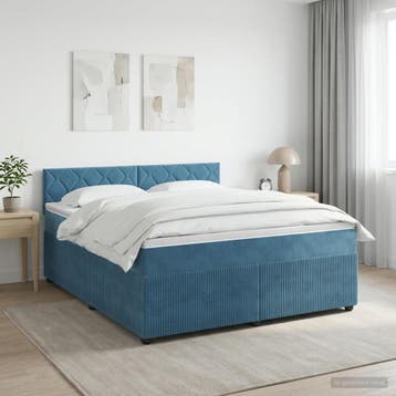 vidaXL Boxspringbed met matras Donkerblauw 180 x 200 cm, Verzenden, Nieuw