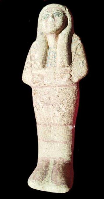 Oud-Egyptisch Grote kalkstenen shabti Met Spaanse