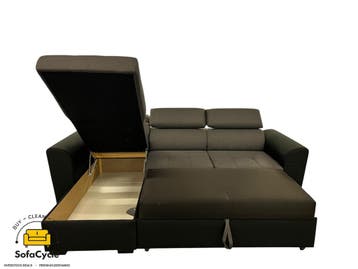 Hoekzetel grijs-zwart met slaapfunctie – overstock, Maison & Meubles, Verzenden