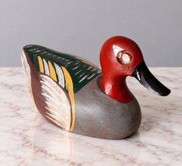 Appelant canard - Vintage Wooden Duck Decoy – Hand-Carved &