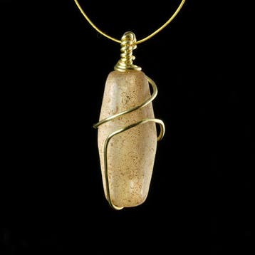 Romain antique Cristal de roche Pendentif enroulé de fil