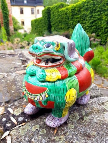 Vintage Chinees polychroom porselein Foo-dog censer –