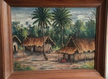 Albert Dombe (XX) - Capanne africane con personaggi