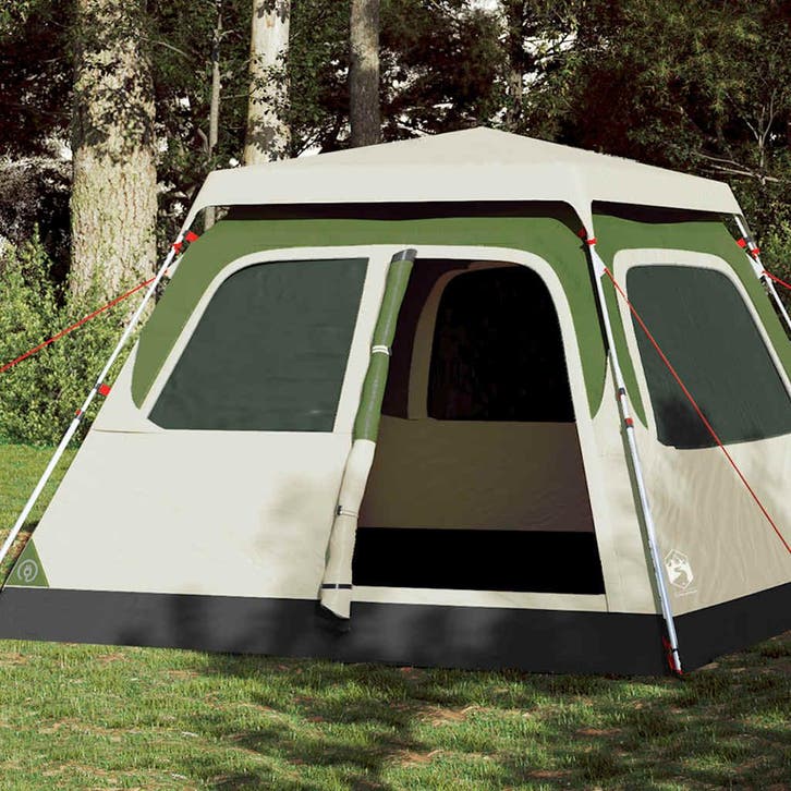 vidaXL Koepeltent 6-persoons snelontgrendeling groen, Caravans en Kamperen, Tenten, Nieuw, Verzenden