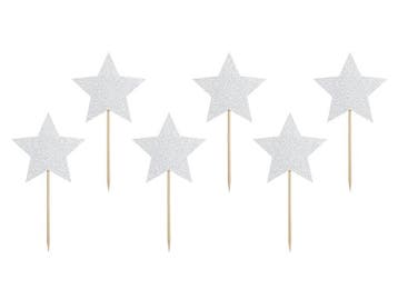 Cupcake Toppers Ster Zilver 6st, Verzenden, Nieuw