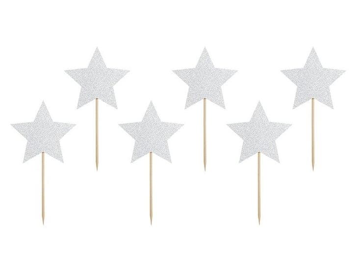 Cupcake Toppers Ster Zilver 6st, Hobby & Loisirs créatifs, Articles de fête, Envoi