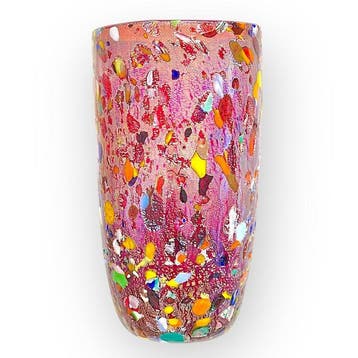 Filippo Maso - Vase - Grand vase rouge avec feuille dargent