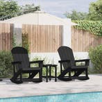 vidaXL Tuin loungeset 3 pcs Zwart HDPE, Verzenden, Nieuw, Loungeset