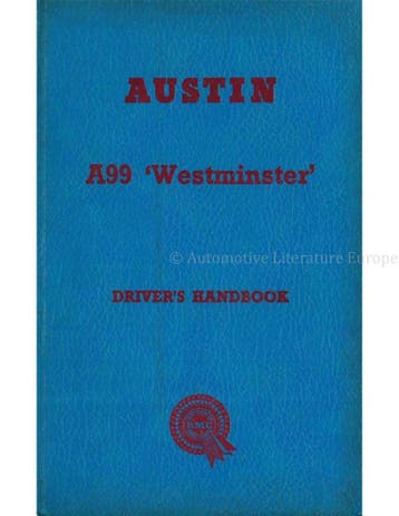 1960 AUSTIN A99 WESTMINSTER INSTRUCTIEBOEKJE ENGELS