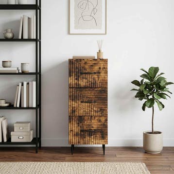 vidaXL Ladekast Gerookt eiken 33 x 34,5 x 89,5 cm Bewerkt, Verzenden, Nieuw