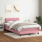 vidaXL Boxspring met matras en LED fluweel roze 120x220 cm, Verzenden, Nieuw