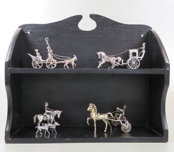 4 x Miniatuur , 3 met koetsen - Miniatuur figuur - .800