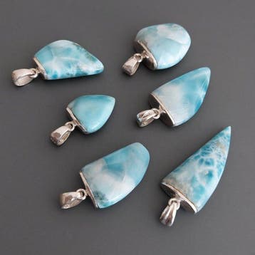 Set Larimar uit de Dominicaanse Republiek. Natuursteen.