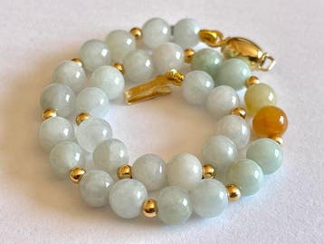 Jadeíta (A) - 18 karaat (750) goud - Armband, Antiek en Kunst