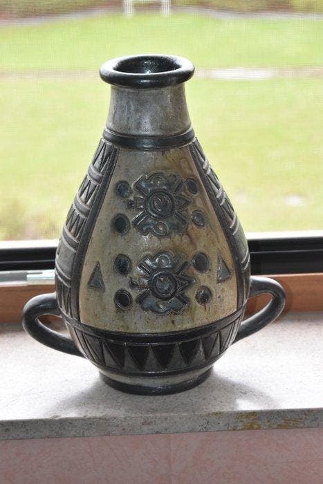 Poteries de Bouffioulx - Dubois - Vaas - Azteekse vaas -, Antiek en Kunst, Antiek | Glaswerk en Kristal