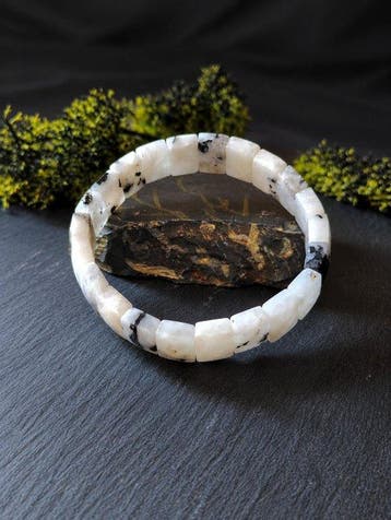 Bracelet précieux en pierre de lune - Tons noir et blanc- 31