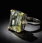 Prehniet - 925 zilver - zwart gerhodineerd - - Ring