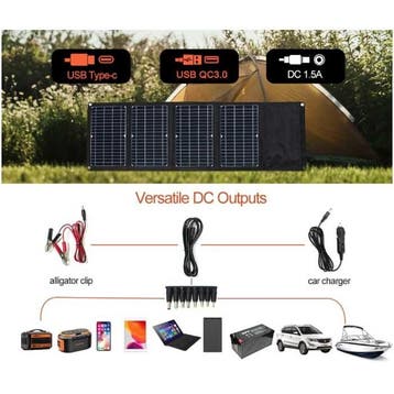 Solar Oplader met 4 Zonnepanelen 28W -3 Oplaadpoorten -, Télécoms, Verzenden